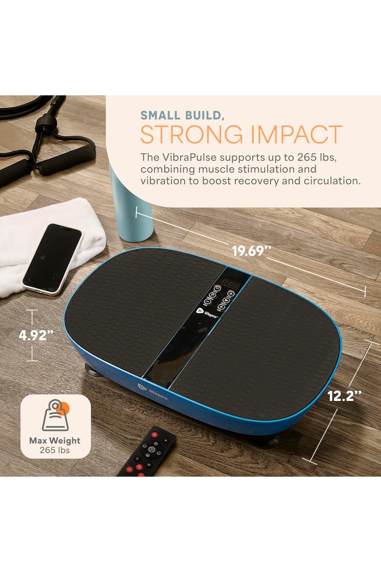 VibraPulse Vibration Plate Exercise Machine with EMS Pad for Lymphatic Drainage & Toning, Alternate, color, with EMS Pad