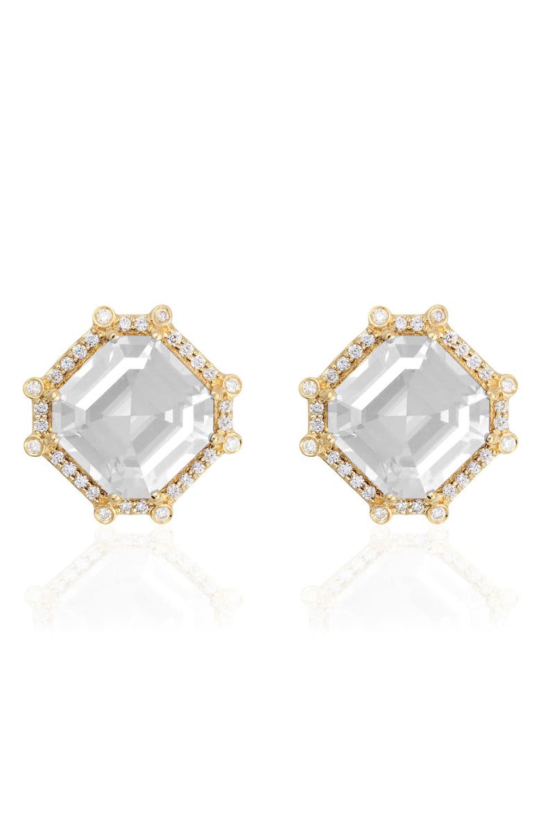 GOSHWARA Asscher Cut Stone Stud Earrings, Main, color, White