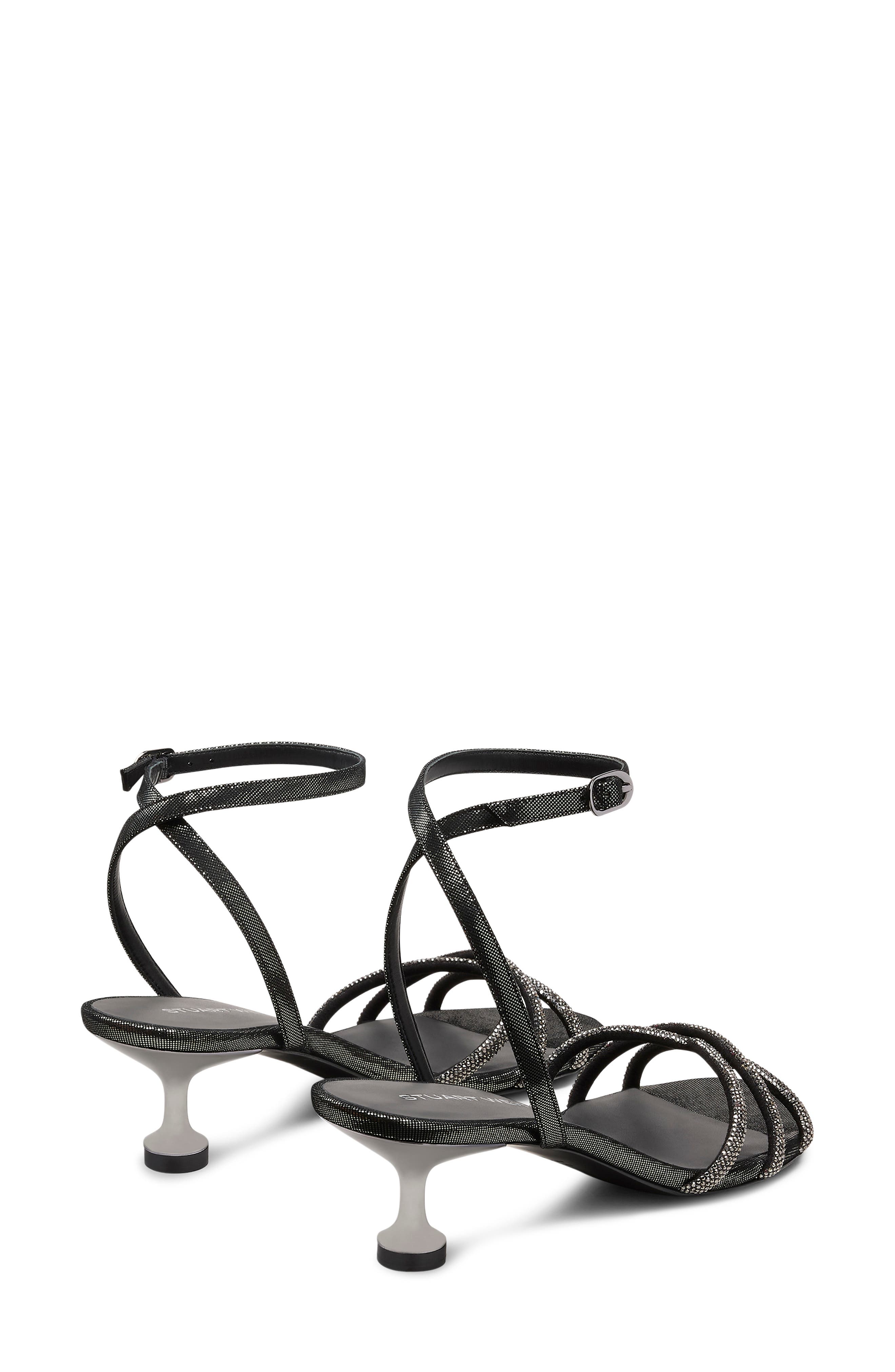 Stuart Weitzman Nudistini Shine Sandal, Alternate, color, Graphite/ Gunmetal