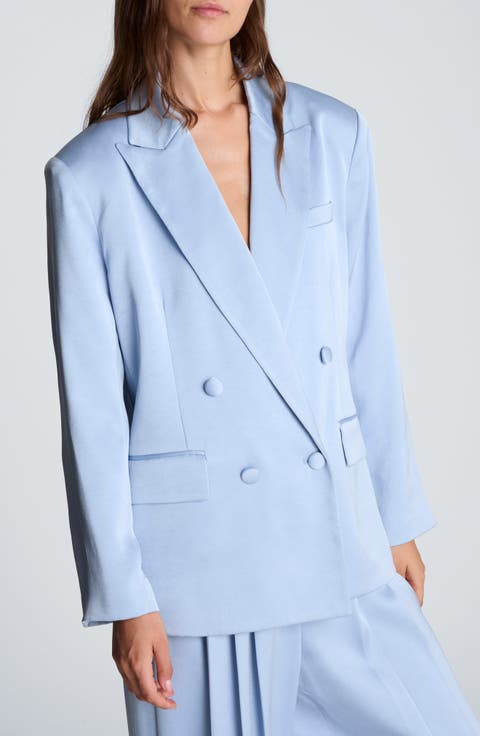 Double Breasted Satin Boyfriend Blazer