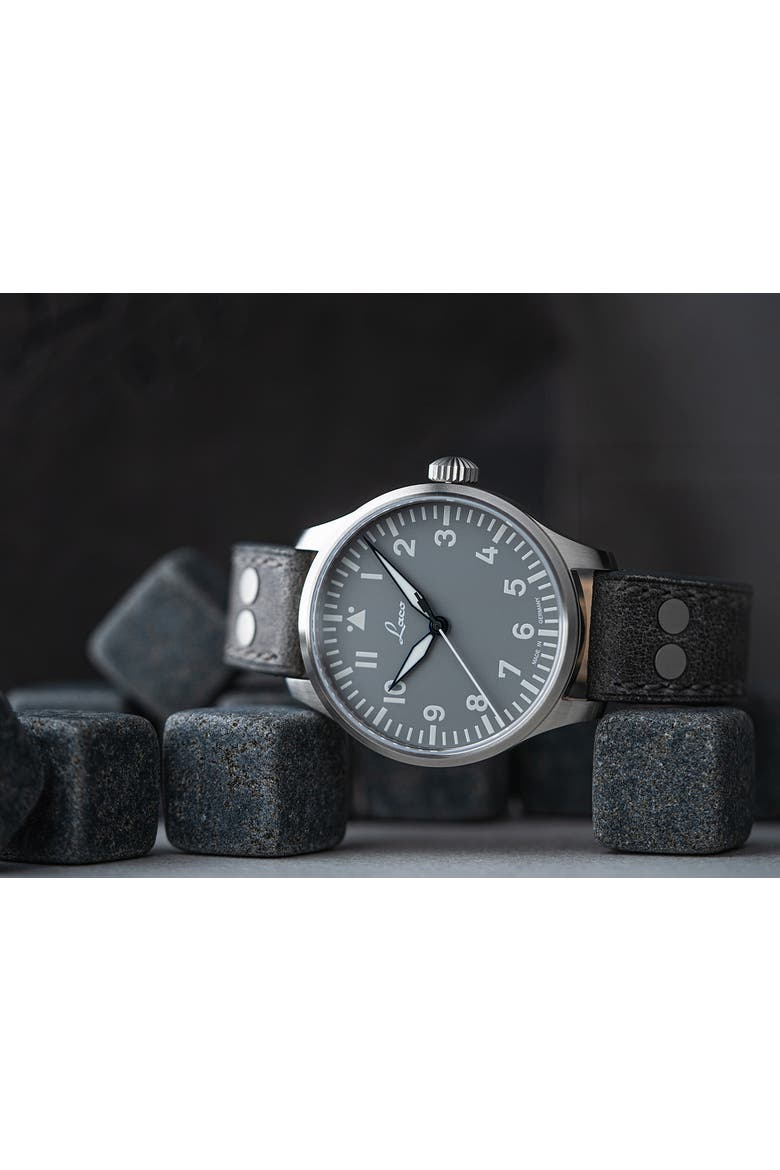 Augsburg - 39mm, Gray Dial, Automatic, Riveted Leather Strap, Alternate, color, Gray