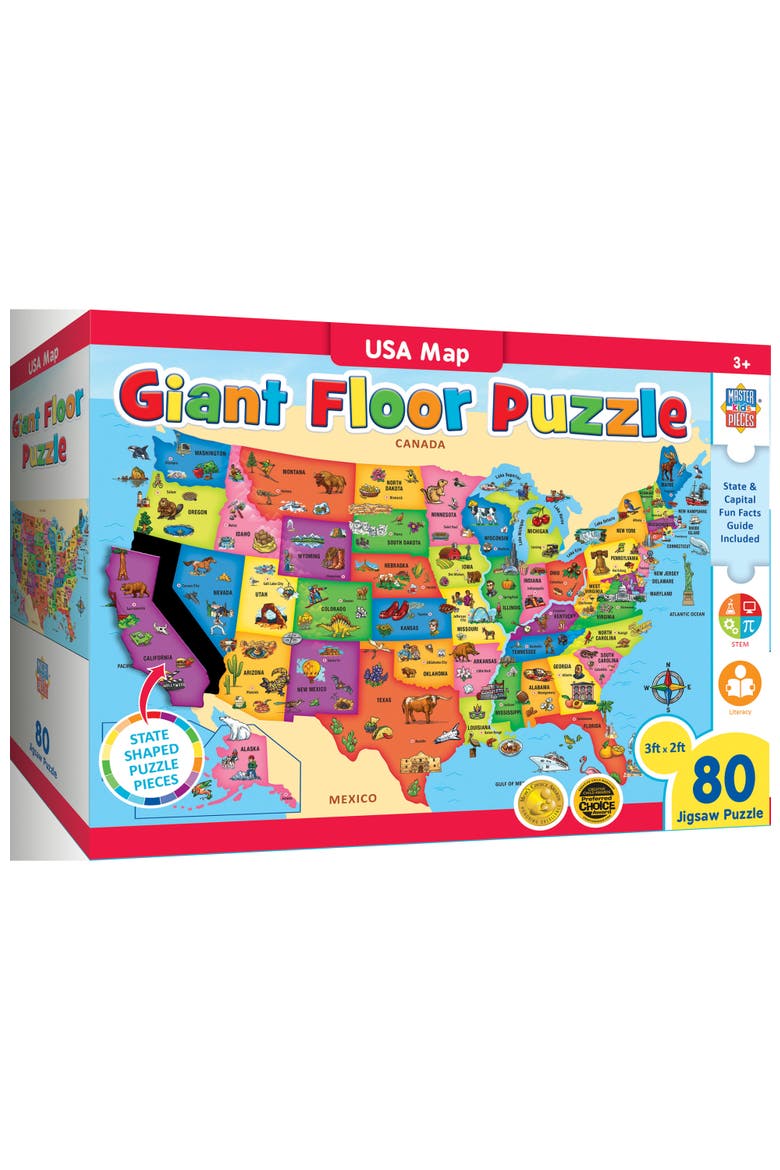 Explorer USA Map 80 Piece Floor Puzzle, Main, color, Multicolor
