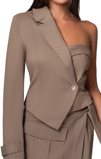 Amal One-Shoulder Blazer Top