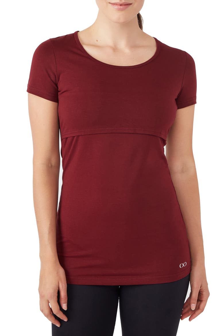 Maternity/Nursing Tee, Main, color, BURGUNDY