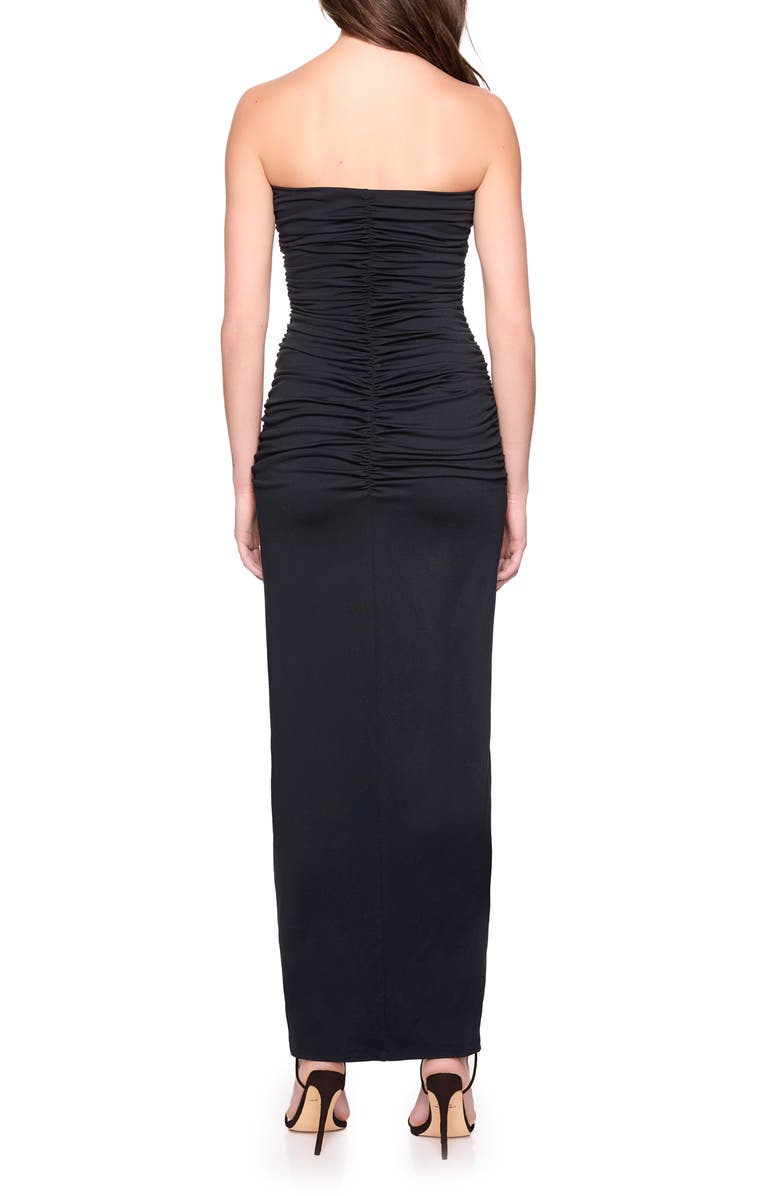 Susana Monaco Ruched Front Slit Strapless Maxi Dress, Alternate, color, Black
