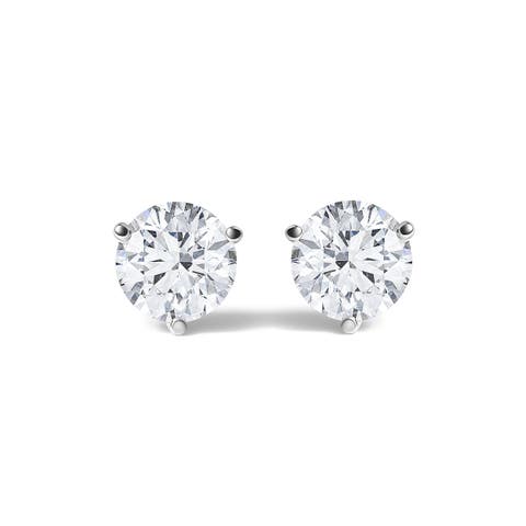 14k Gold 4.0 Cttw Lab Grown Diamond Martini Set Round Solitaire Stud Earrings