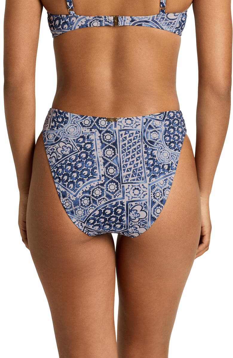 Lauren Ralph Lauren High Cut Bikini Bottoms, Alternate, color, Multi Blue