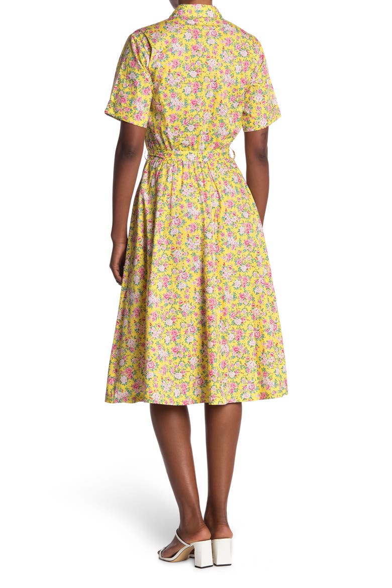 1/4 Sleeve Collared Midi Dress, Alternate, color, YELLOW