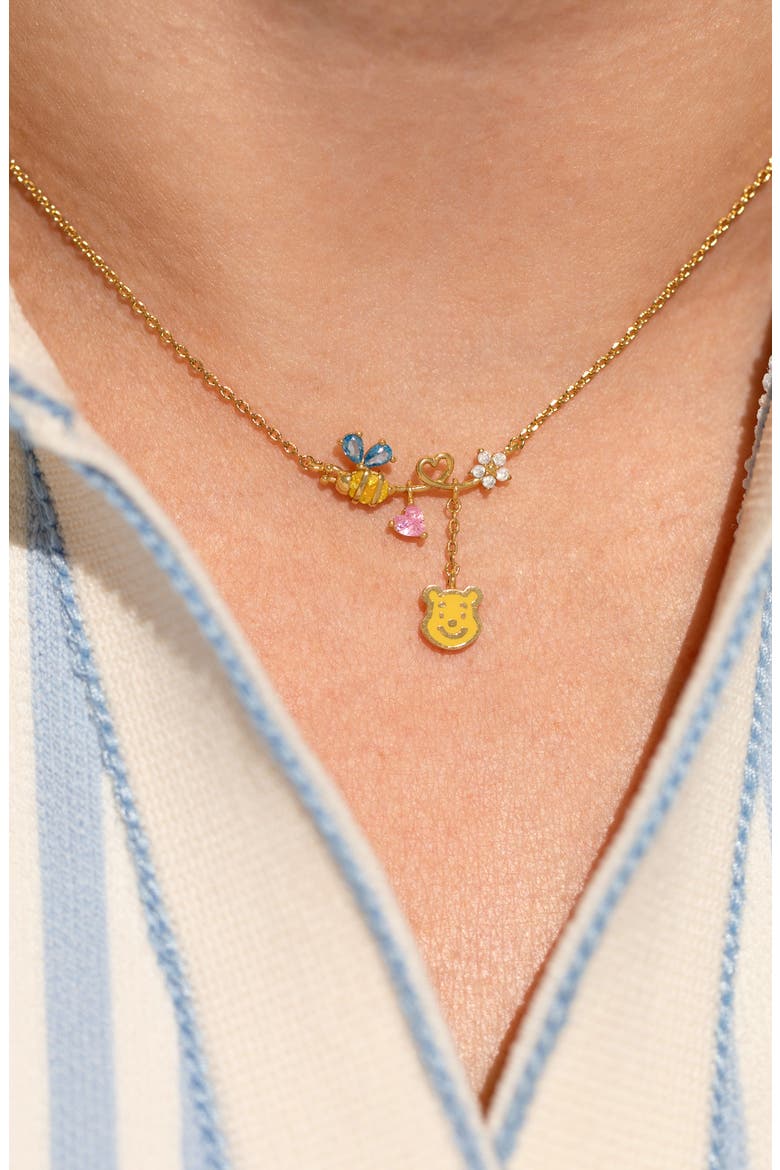 Winnie the Pooh Pendant Necklace, Alternate, color, GOLD