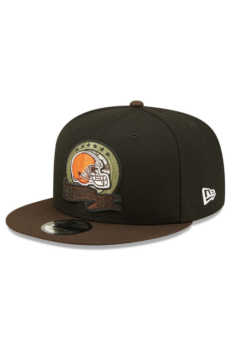 Men's New Era Black/Brown Cleveland Browns 2022 Salute To Service 9FIFTY Snapback Hat, Alternate, color, Black