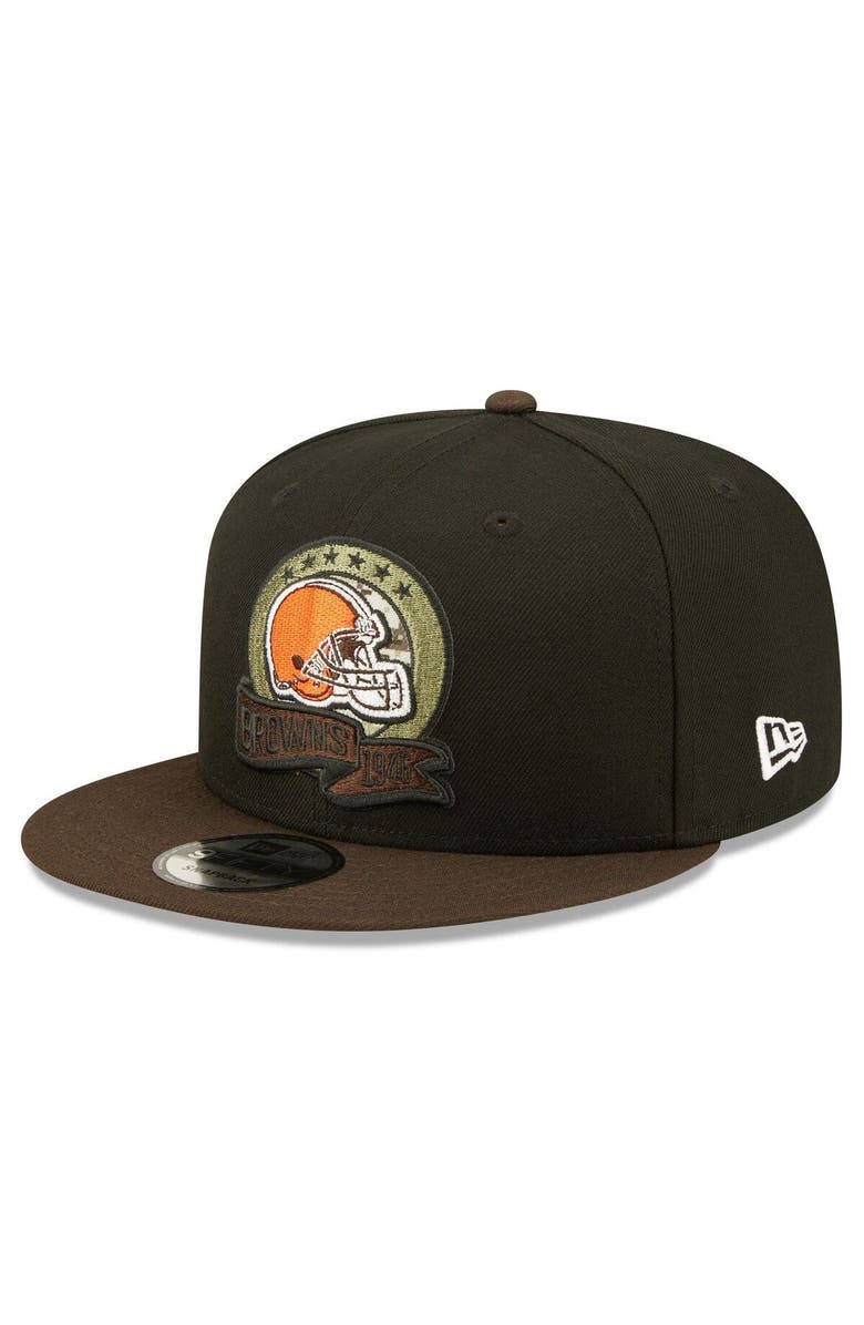 New Era Men's New Era Black/Brown Cleveland Browns 2022 Salute To Service 9FIFTY Snapback Hat, Alternate, color, 