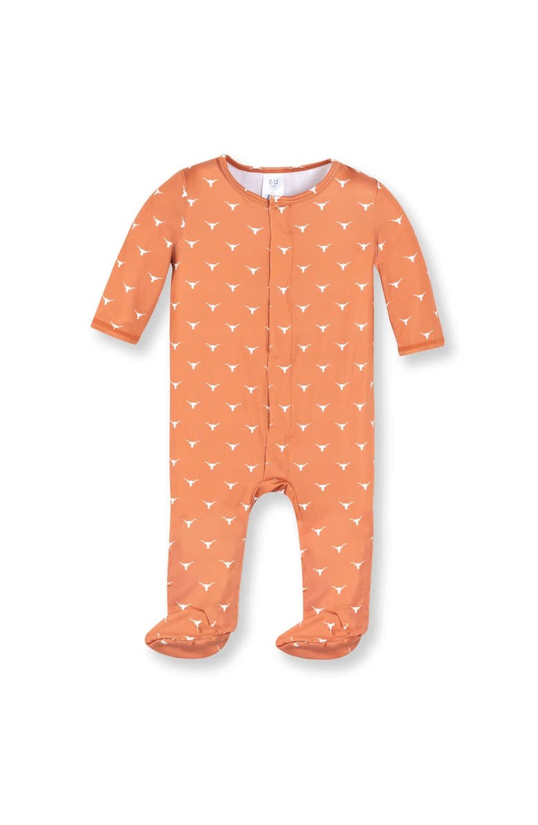 ZOOZATZ Newborn & Infant ZooZatz Texas Orange Texas Longhorns Magnetic Closure Sleeper, Main, color, Burnt Orange