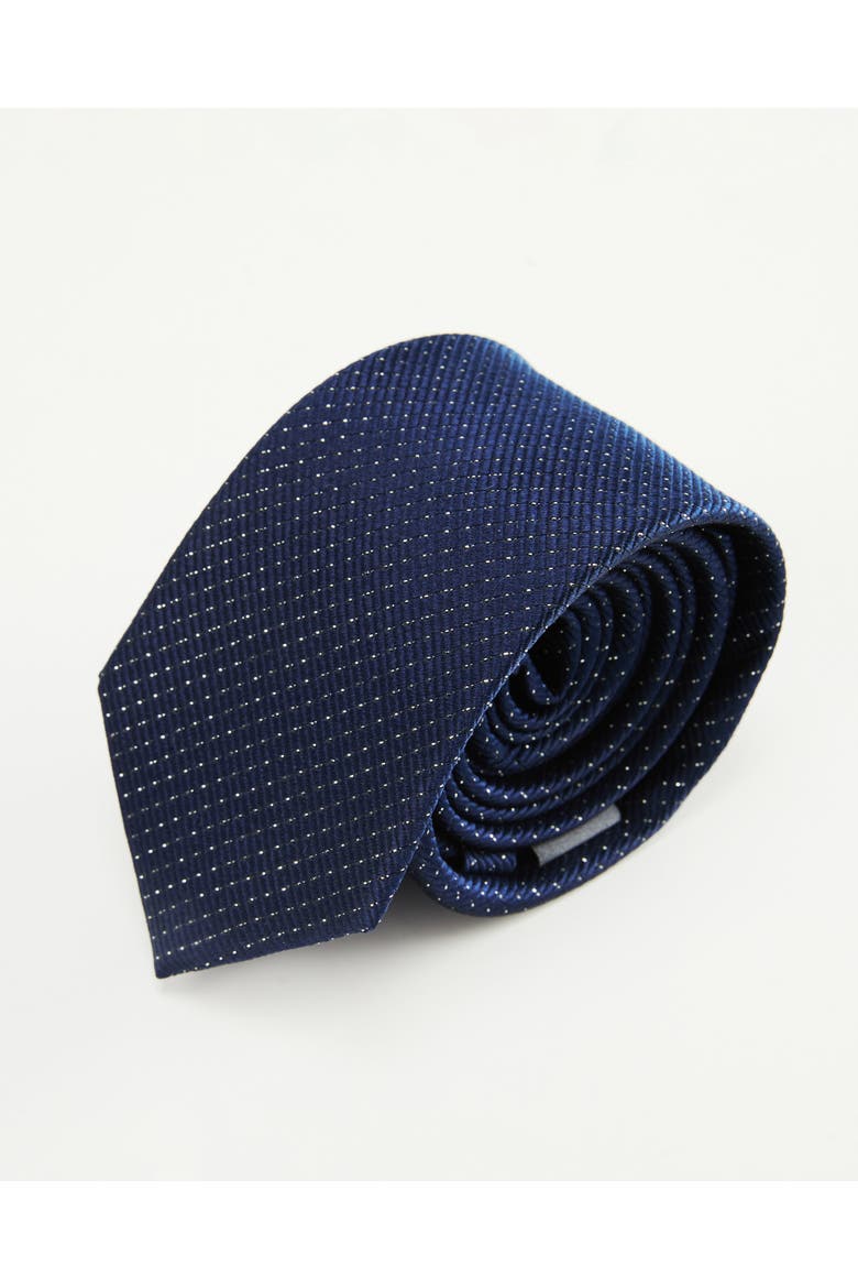 Grid Light Silk Jacquard Tie, Main, color, Navy