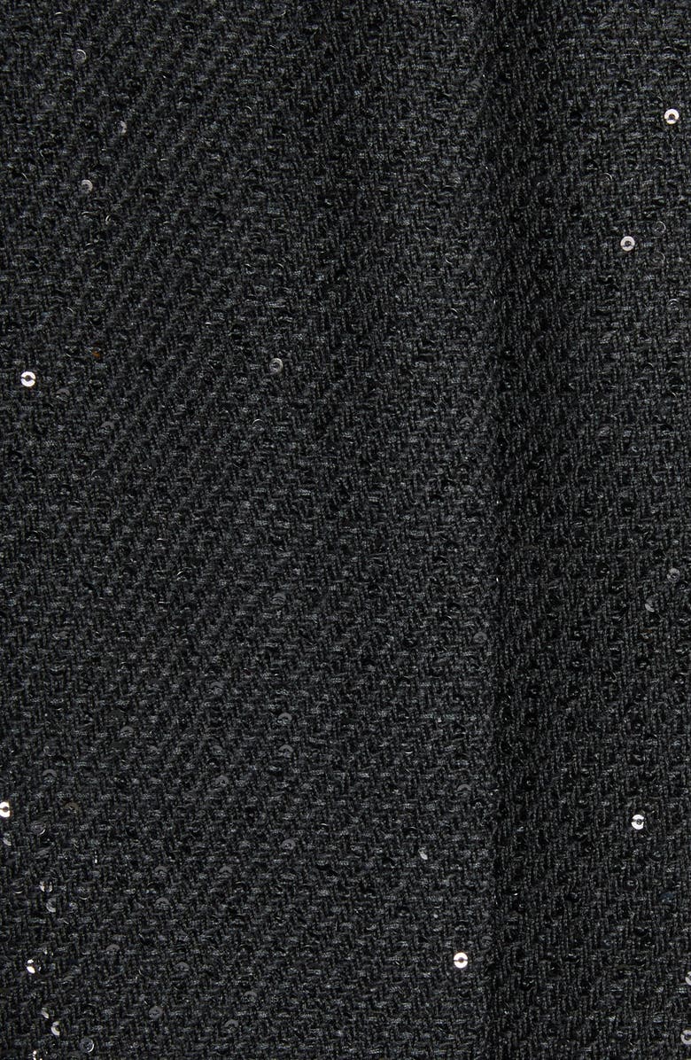 TOM FORD Sequin Double Breasted Wool Blend Crepe Coat, Alternate, color, Lb999 Black