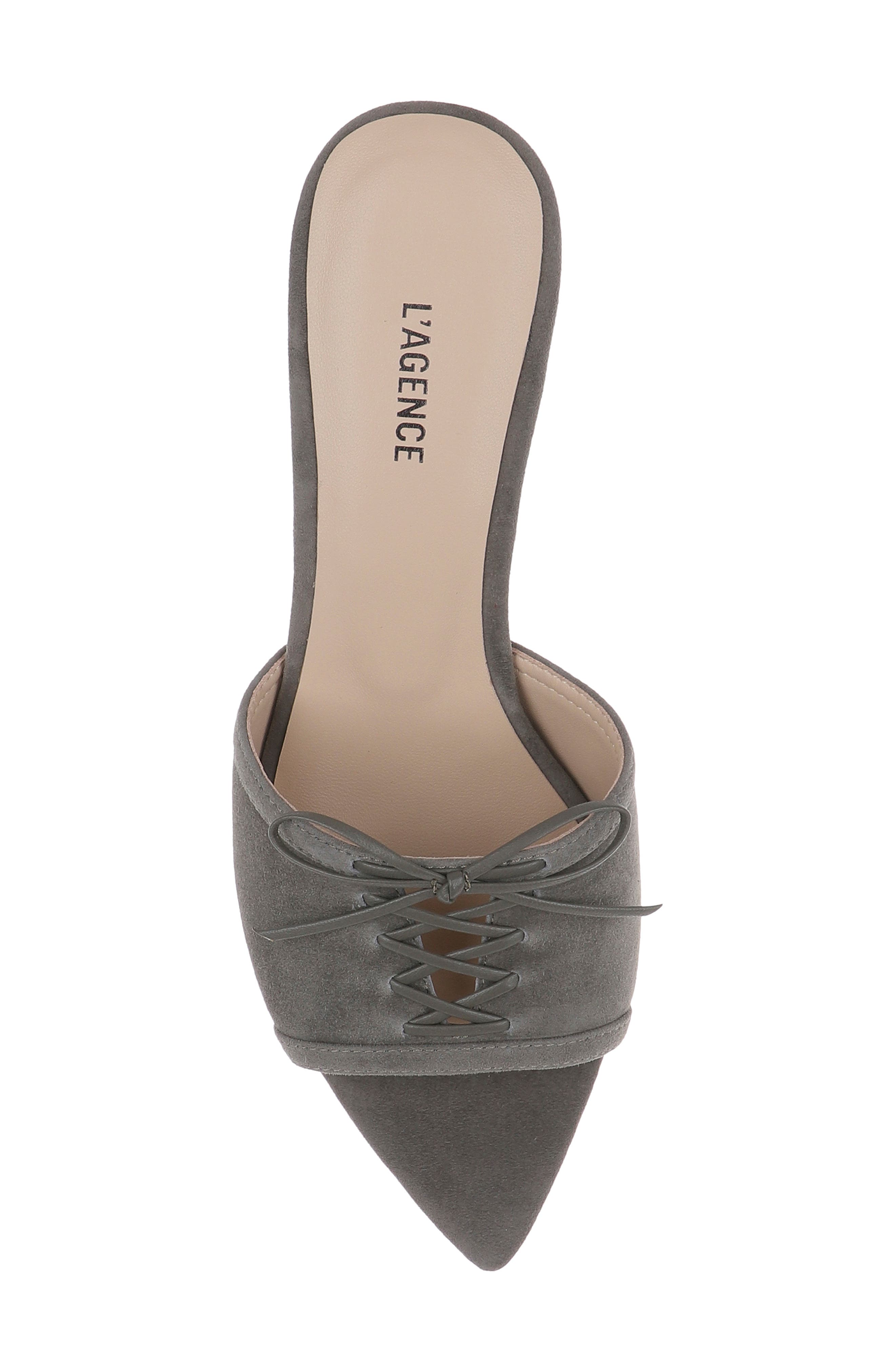 Thames II Lace Up Pointed Toe Leather Mule, Alternate, color, SMOKE SUEDE