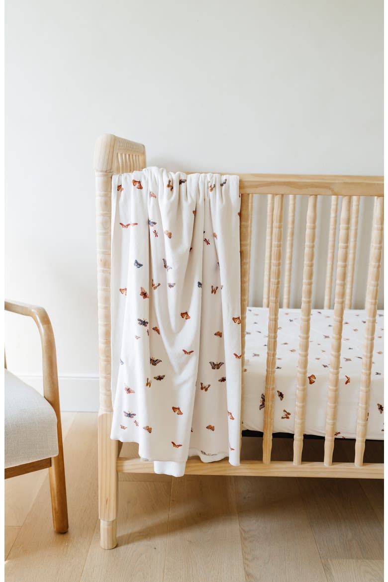 Minky Fitted Crib Sheet, Alternate, color, BUTTERFLY
