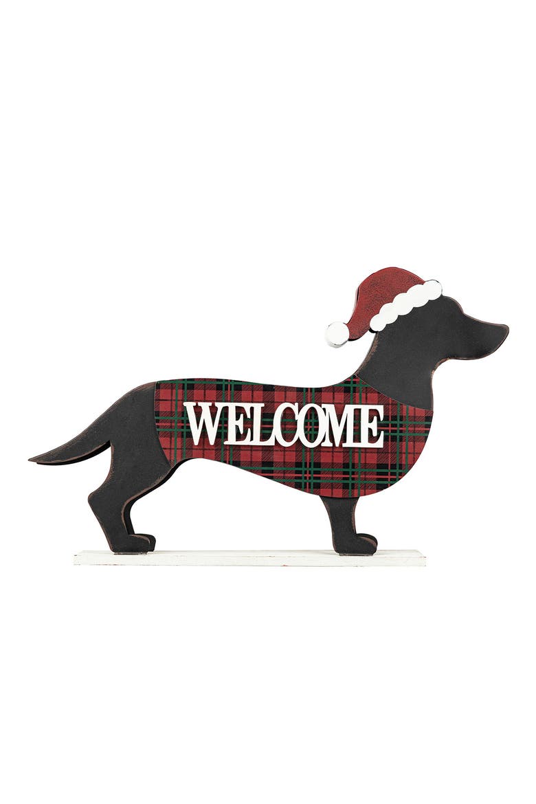 22"L Metal Dachshund Christmas Porch Sign, Main, color, Black