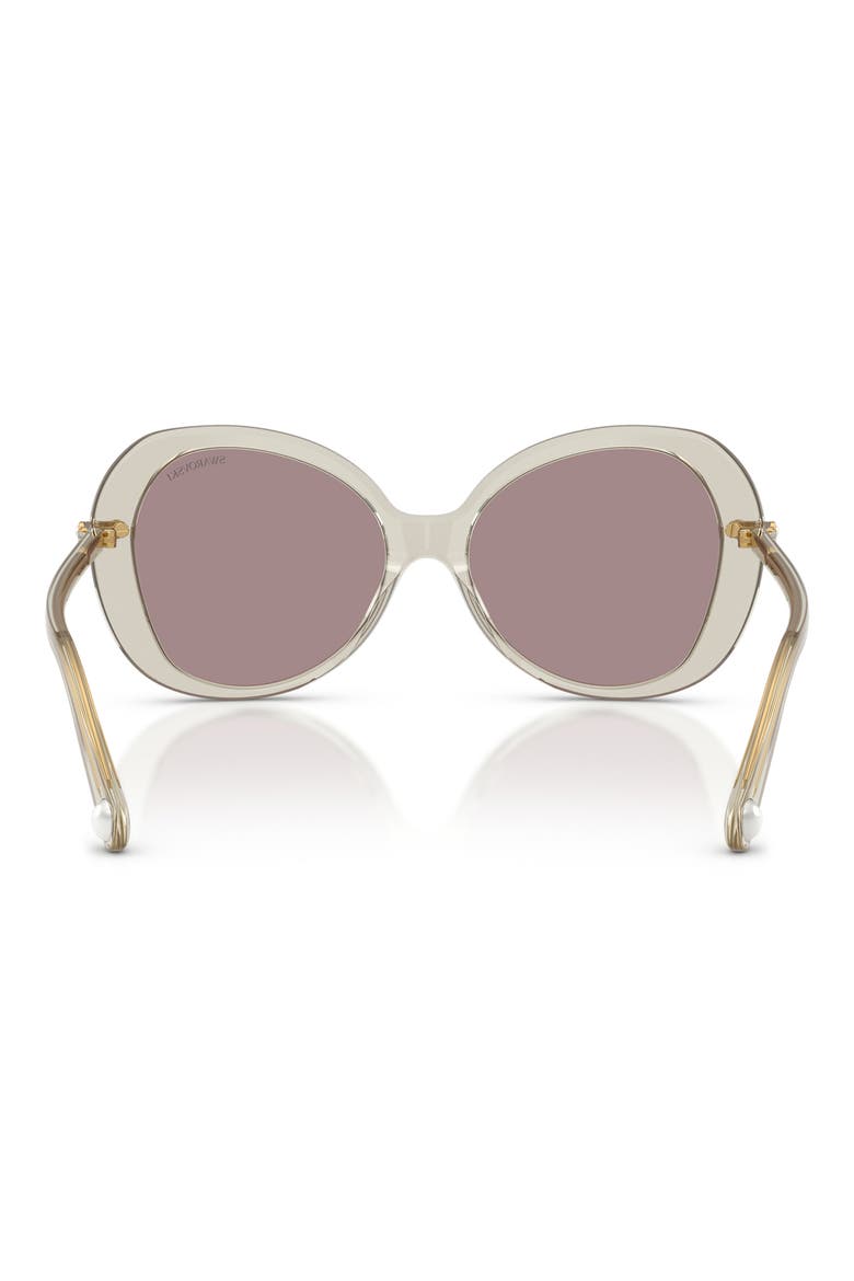 55mm Butterfly Sunglasses, Alternate, color, TRANSPARENT BEIGE / VIOLET