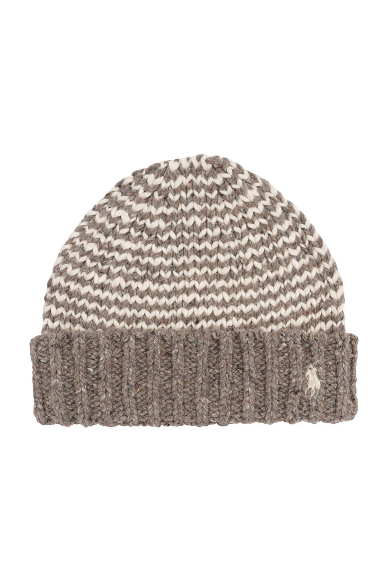 Mariner Stripe Beanie, Main, color, Stone Grey/Cream
