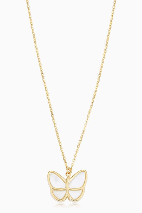 14K Yellow Gold Flutter By Necklace