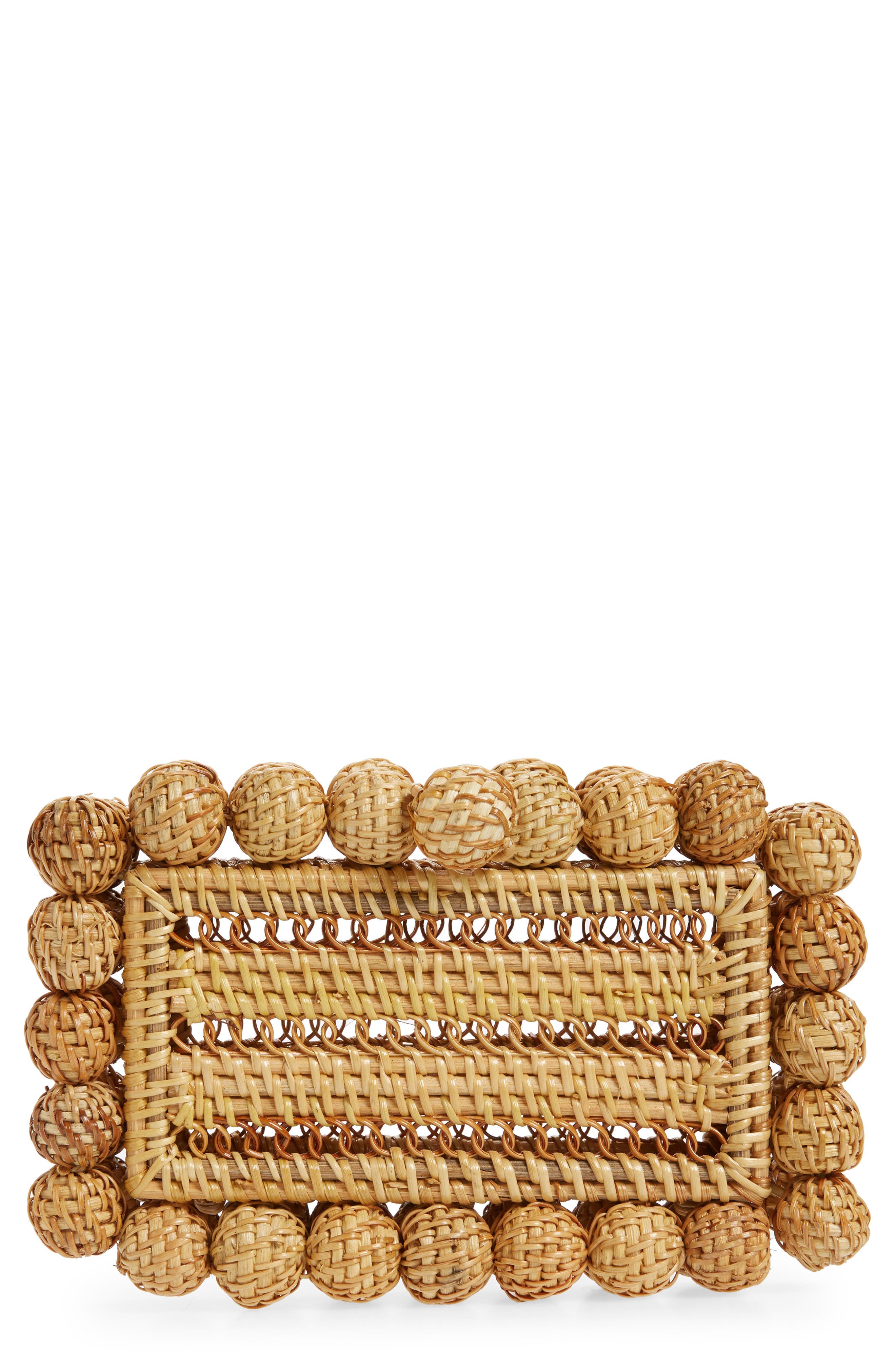 Cult Gaia Eos Rattan Box Clutch, Main, color, Natural
