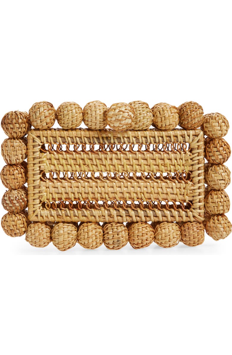 Cult Gaia Eos Rattan Box Clutch, Main, color, Natural