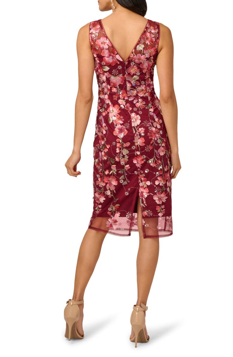 Adrianna Papell Embroidered Floral Evening Cocktail Dress, Alternate, color, 