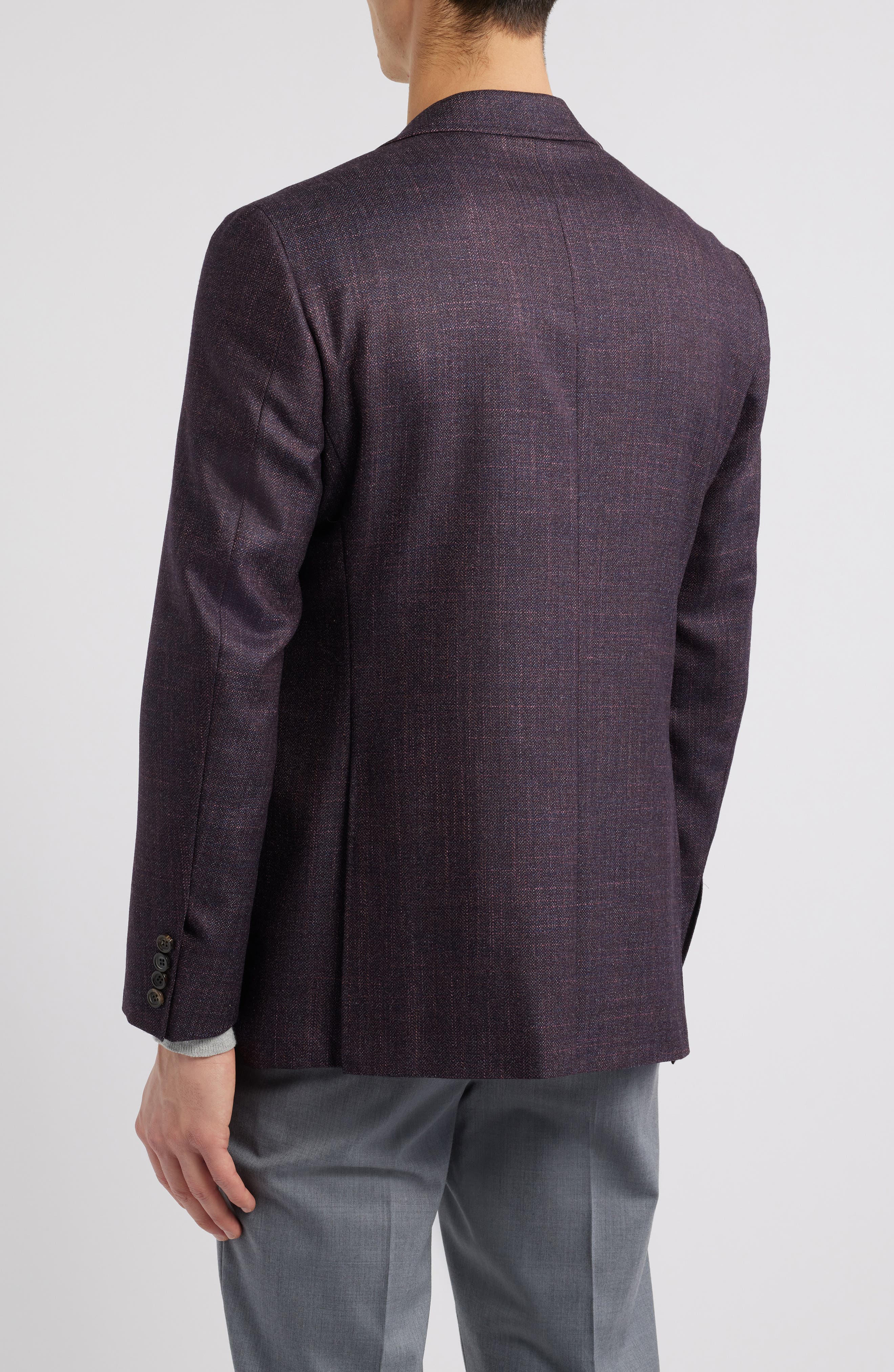 Kai Trim Fit Slub Wool & Silk Blend Herringbone Sport Coat - image 2