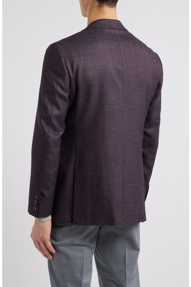 Kai Trim Fit Slub Wool & Silk Blend Herringbone Sport Coat, Alternate, color, PURPLE