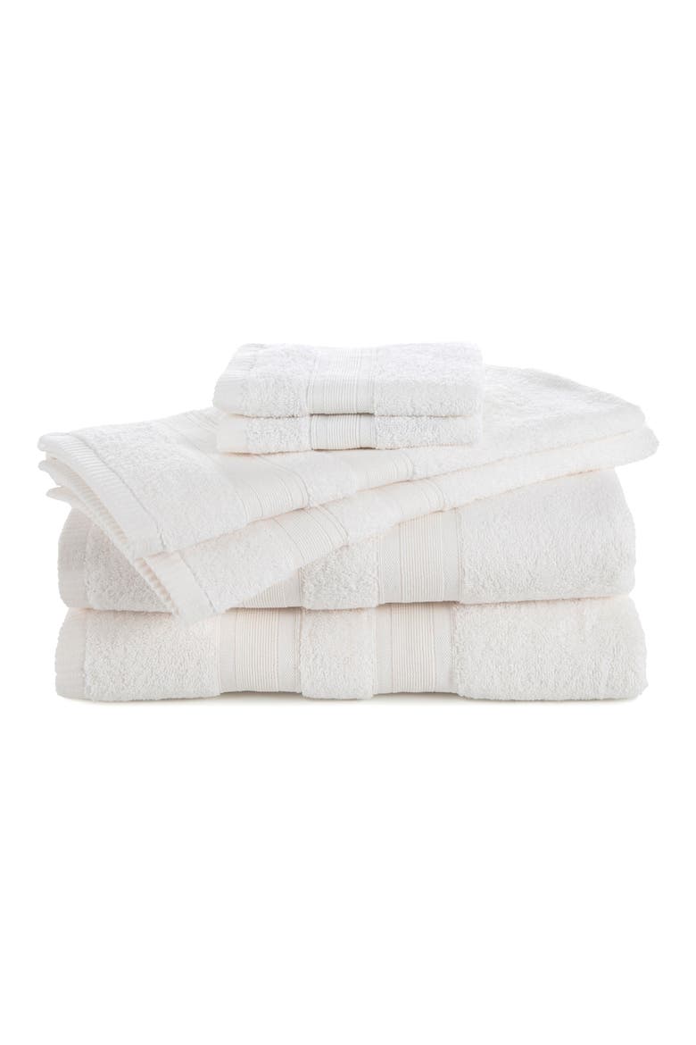 Low Lint 6-Pack Bath Towel Set, Main, color, CLOUD WHITE