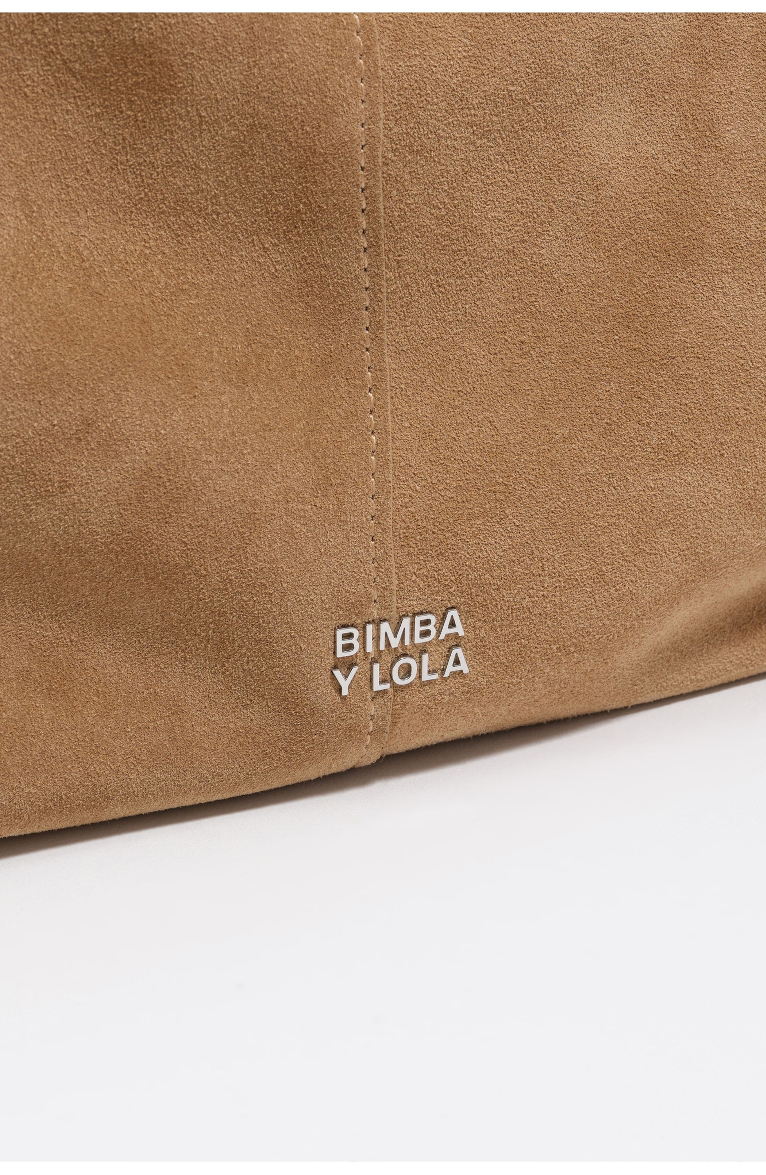 Bimba y Lola Large Split Leather Shopper Bag, Alternate, color, Natural
