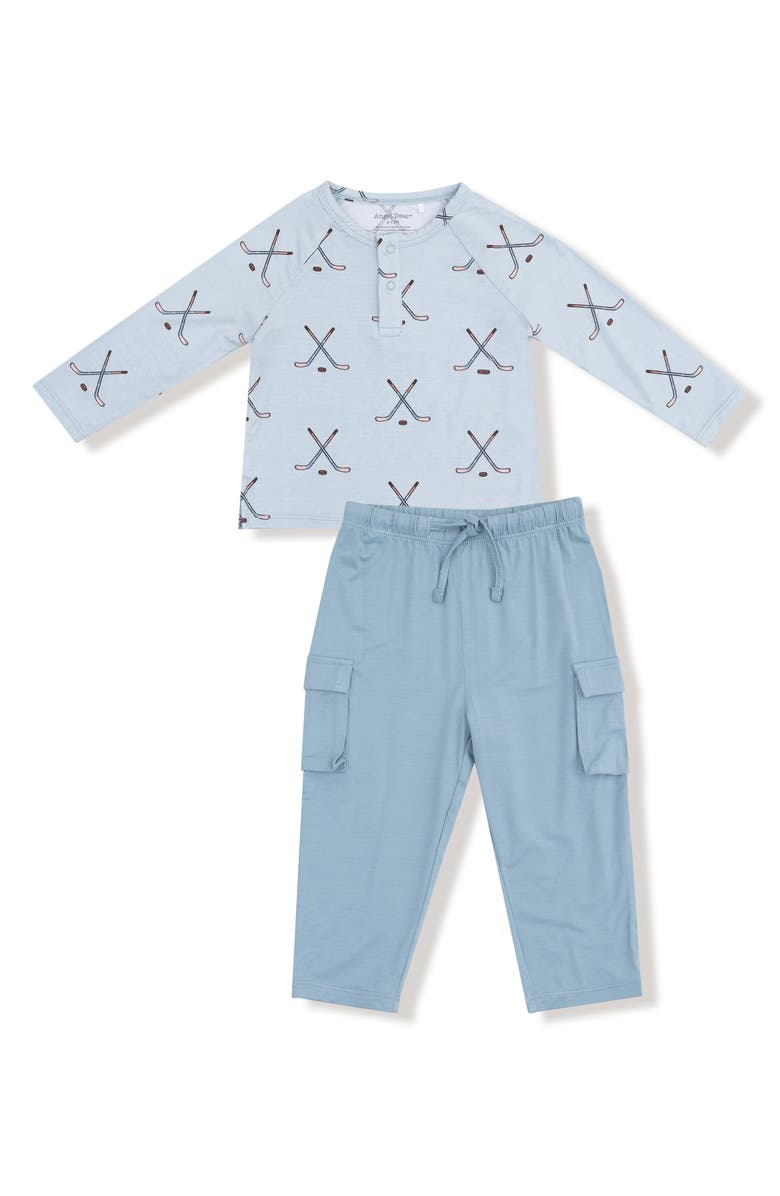 Angel Dear Hockey Henley & Cargo Pants Set, Main, color, Blue