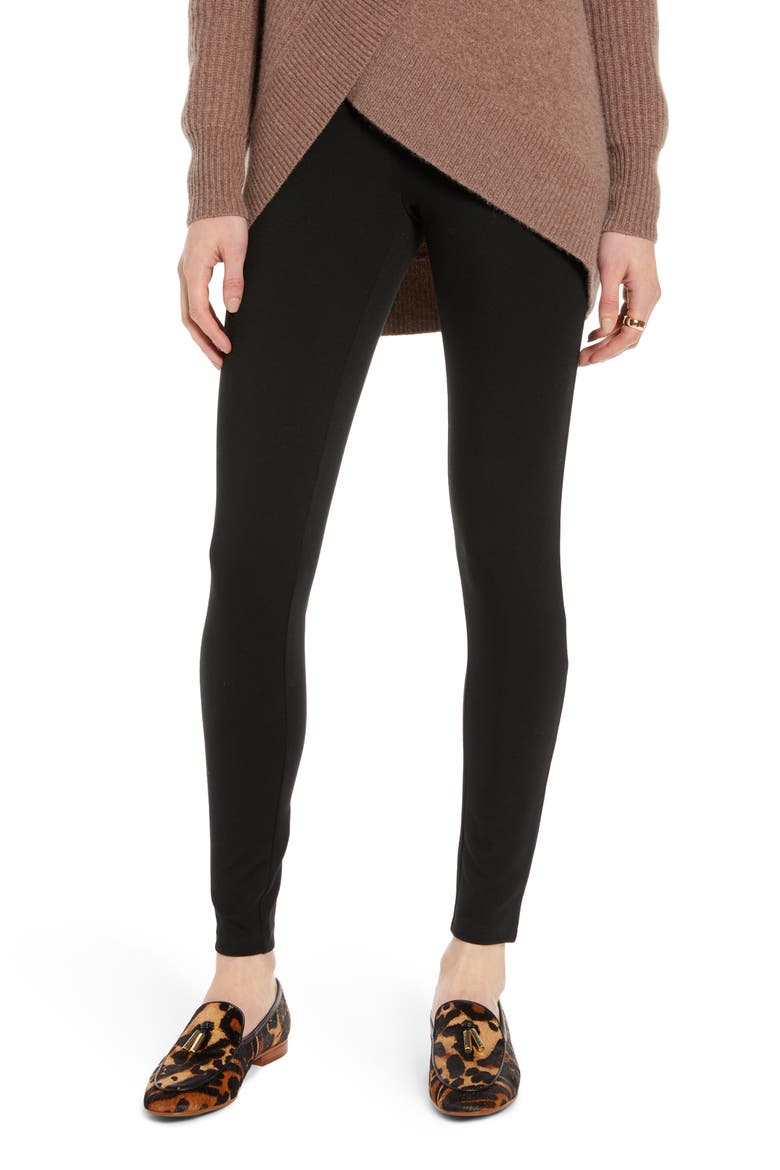 High Waist Ponte Leggings, Main, color, BLACK