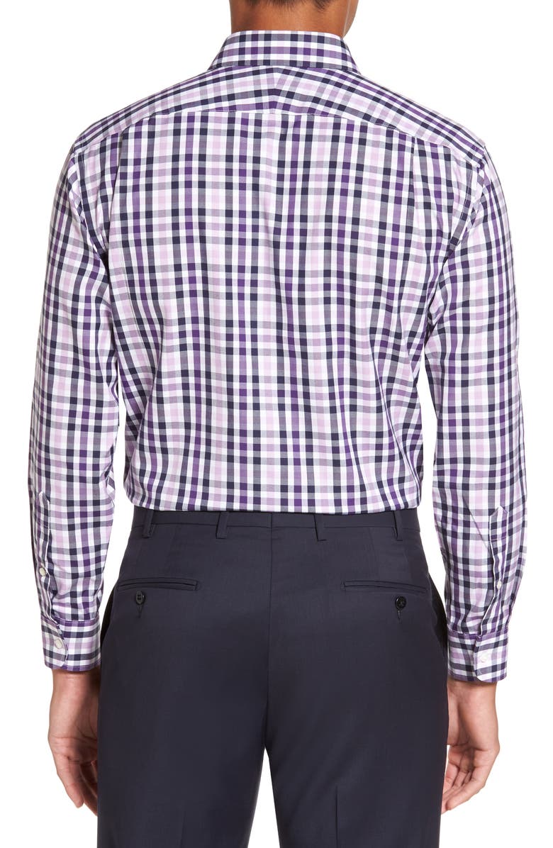 NORDSTROM MEN'S SHOP Smartcare<sup>™</sup> Trim Fit Check Dress Shirt, Alternate, color, Purple Petunia