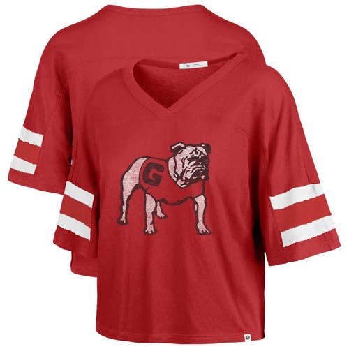 47 Brand '47 Red Georgia Bulldogs Premier Scout Sleeve Stripe Relaxed Dolman T-shirt