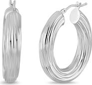 Bony Levy 14K Gold 28mm Textured Hoop Earrings