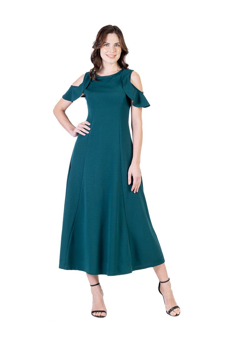 V-Neck Sleeveless Maxi Dress with Belt, Main, color, Hunter