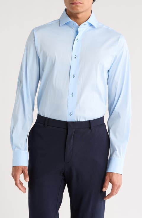 Trim Fit Cotton Blend Dress Shirt