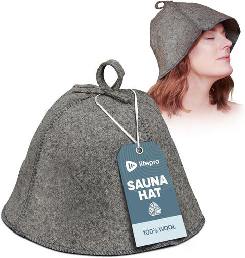 Wool Sauna Hat Felt Russian Banya Hat for Sauna Hair & Ear Heat Protection