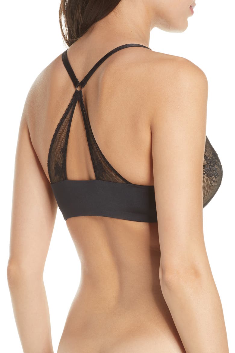 Straight Laced Front Close Underwire T-Shirt Bra, Alternate, color, BLACK / NYLON