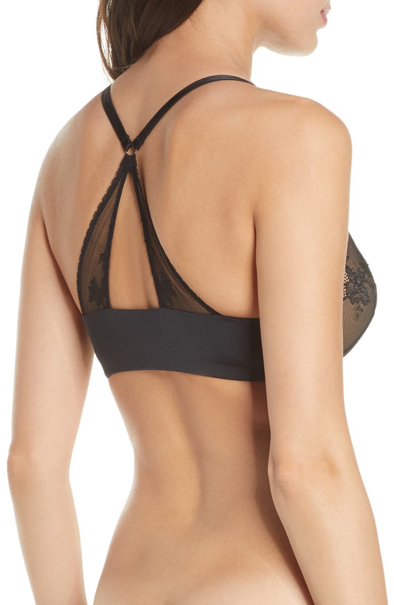 Skarlett Blue Straight Laced Front Close Underwire T-Shirt Bra, Alternate, color, Black / Nylon