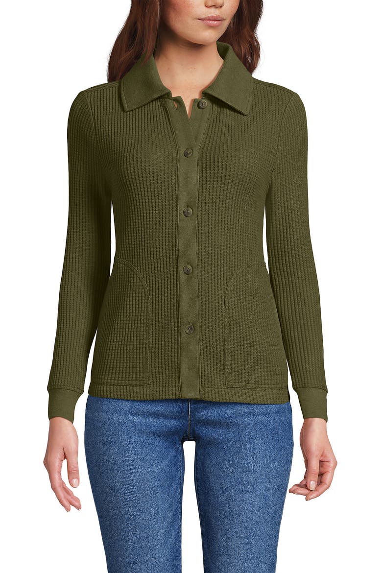 Waffle Relaxed Long Sleeve Shirt Jacket, Main, color, Olive Drab