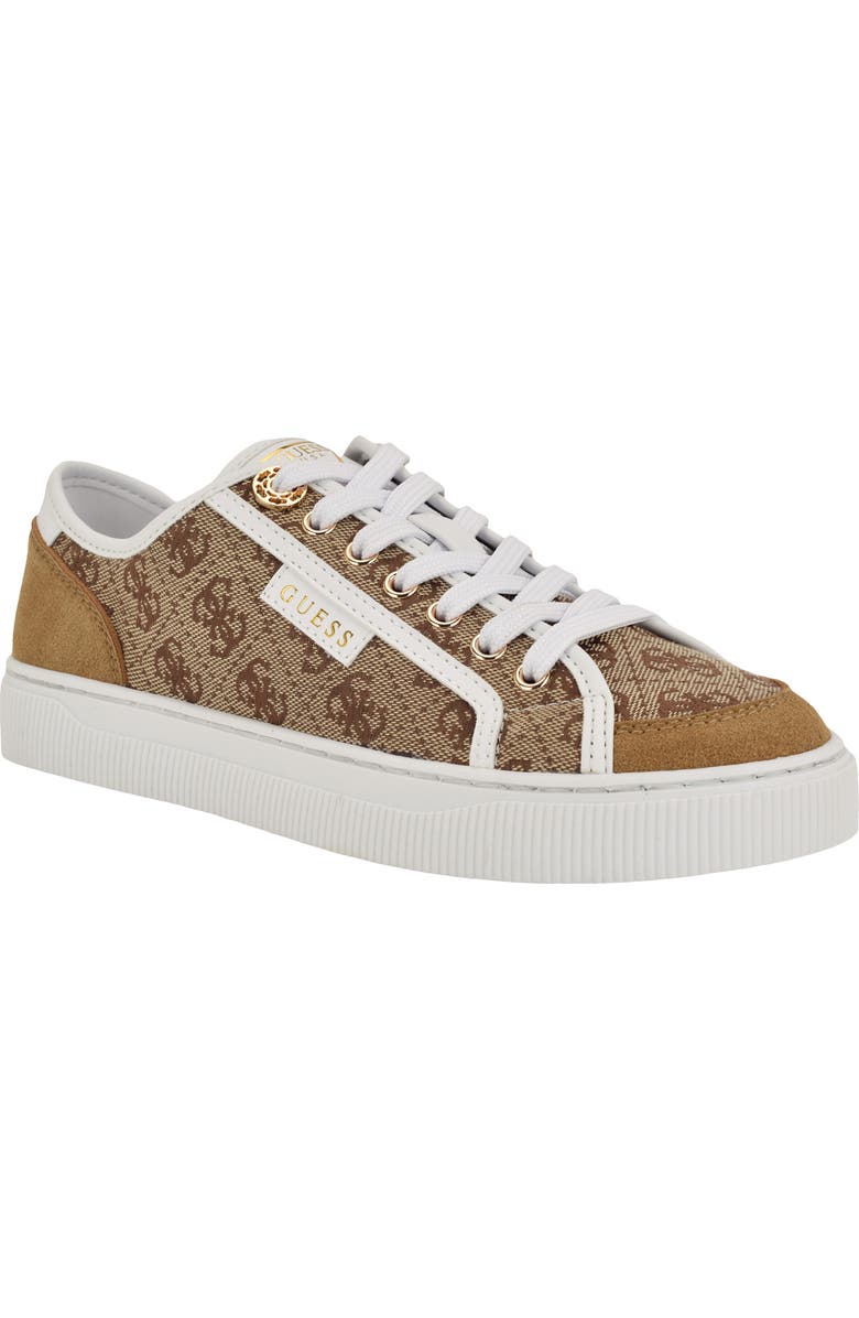 GUESS Sandie Low Top Canvas Sneaker, Main, color, Medium Brown