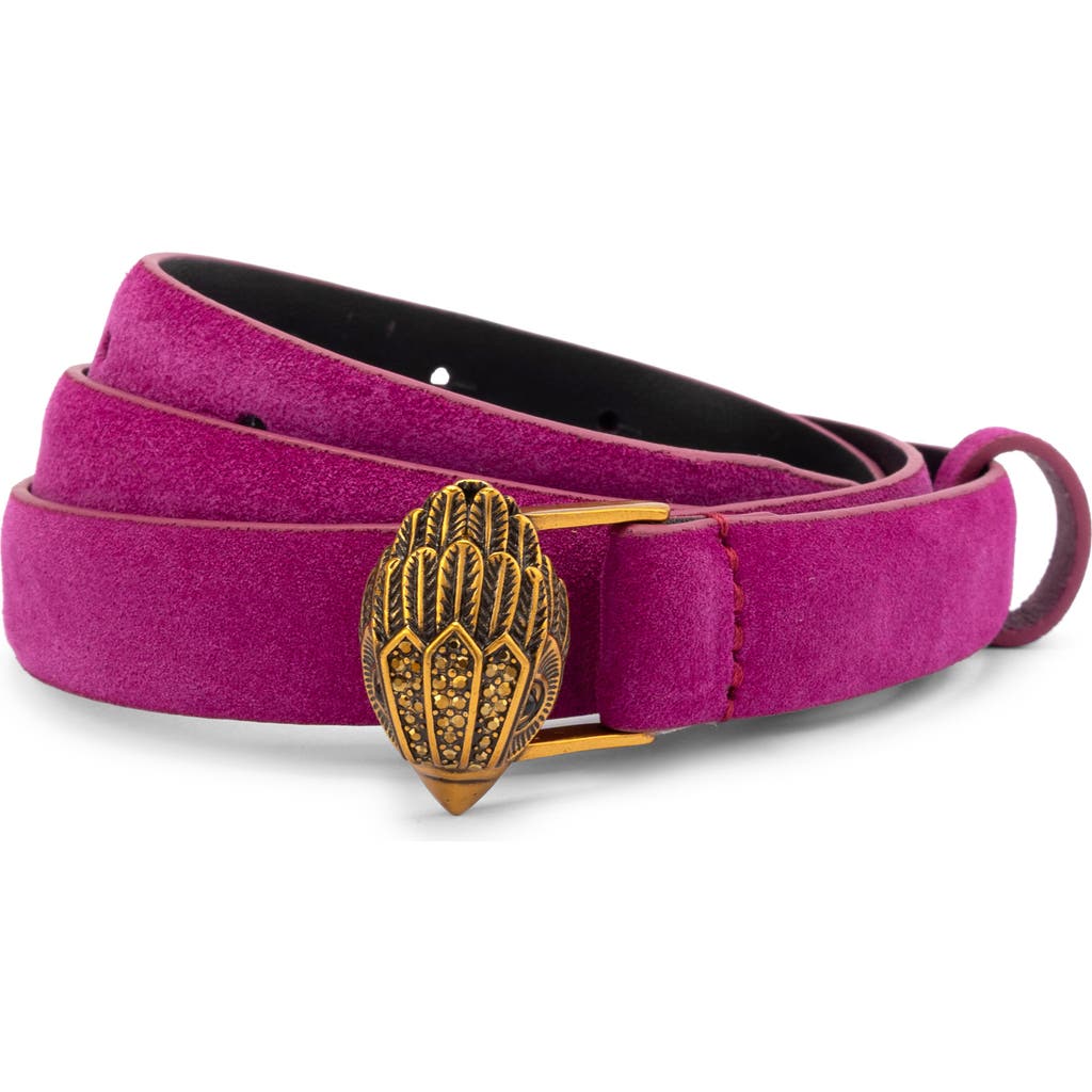 Kurt Geiger London Eagle Buckle Suede Belt In Pink