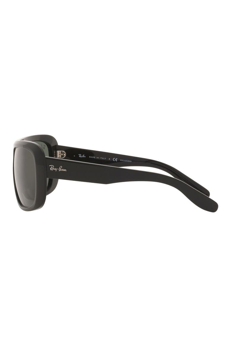 55mm Polarized Rectangular Sunglasses, Alternate, color, BLACK/ POLARIZED GREEN