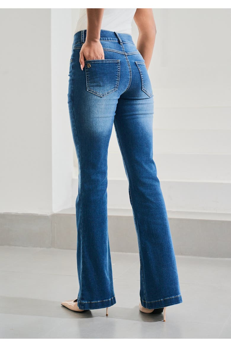 Signature Mid Rise Stretch Denim Flare Leg Jeans, Alternate, color, Alamo Wash