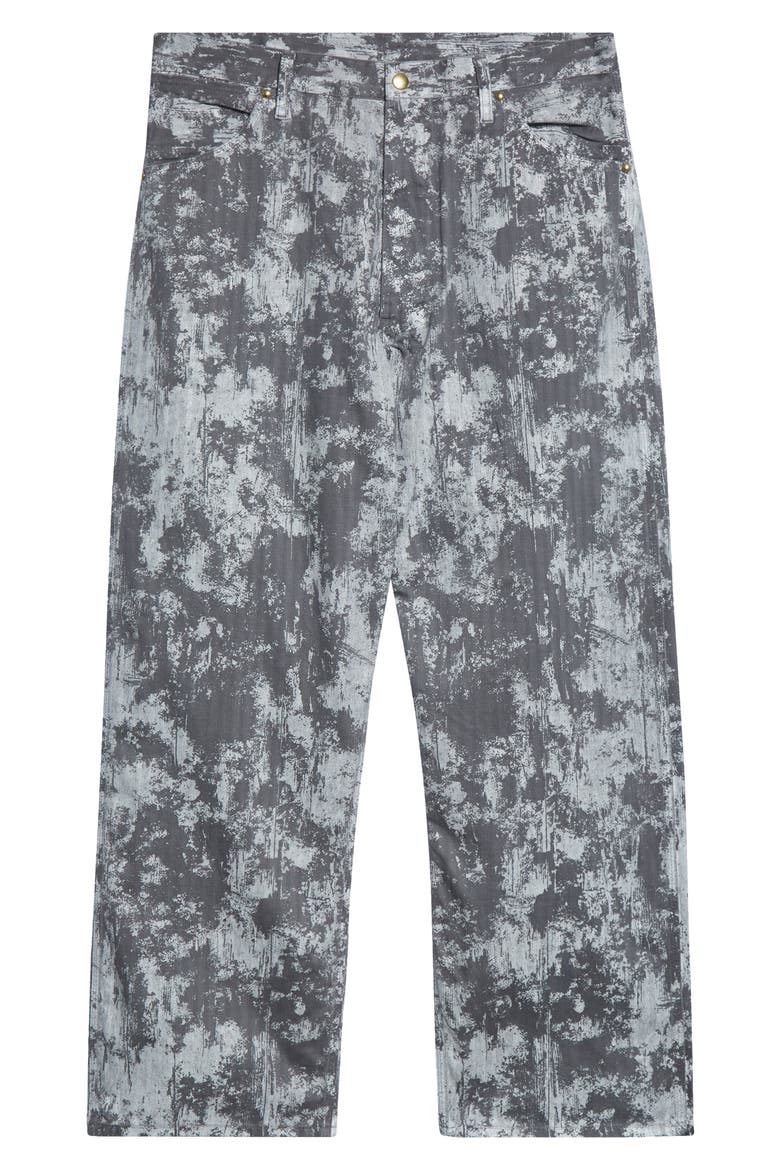Foil Paint Print Herringbone Painter Pants, Alternate, color, GREY
