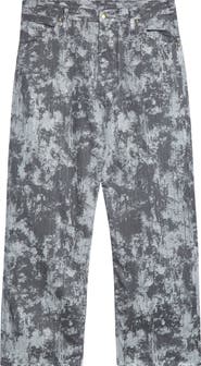 BEAMS Foil Paint Print Herringbone Painter Pants