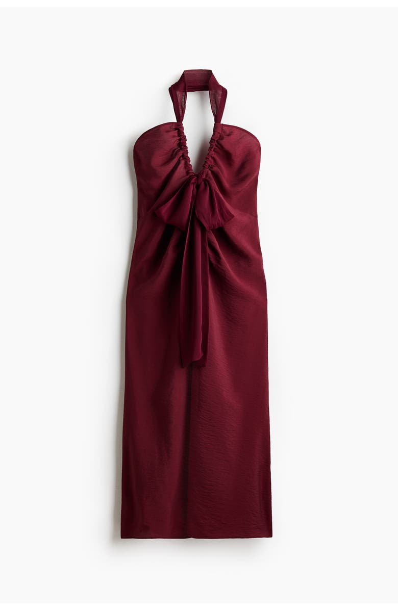H&M Satin Halterneck Dress, Main, color, Burgundy