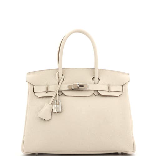 Pre-owned Hermes Hermes Birkin Handbag Light Togo With Palladium Hardware 30 In White
